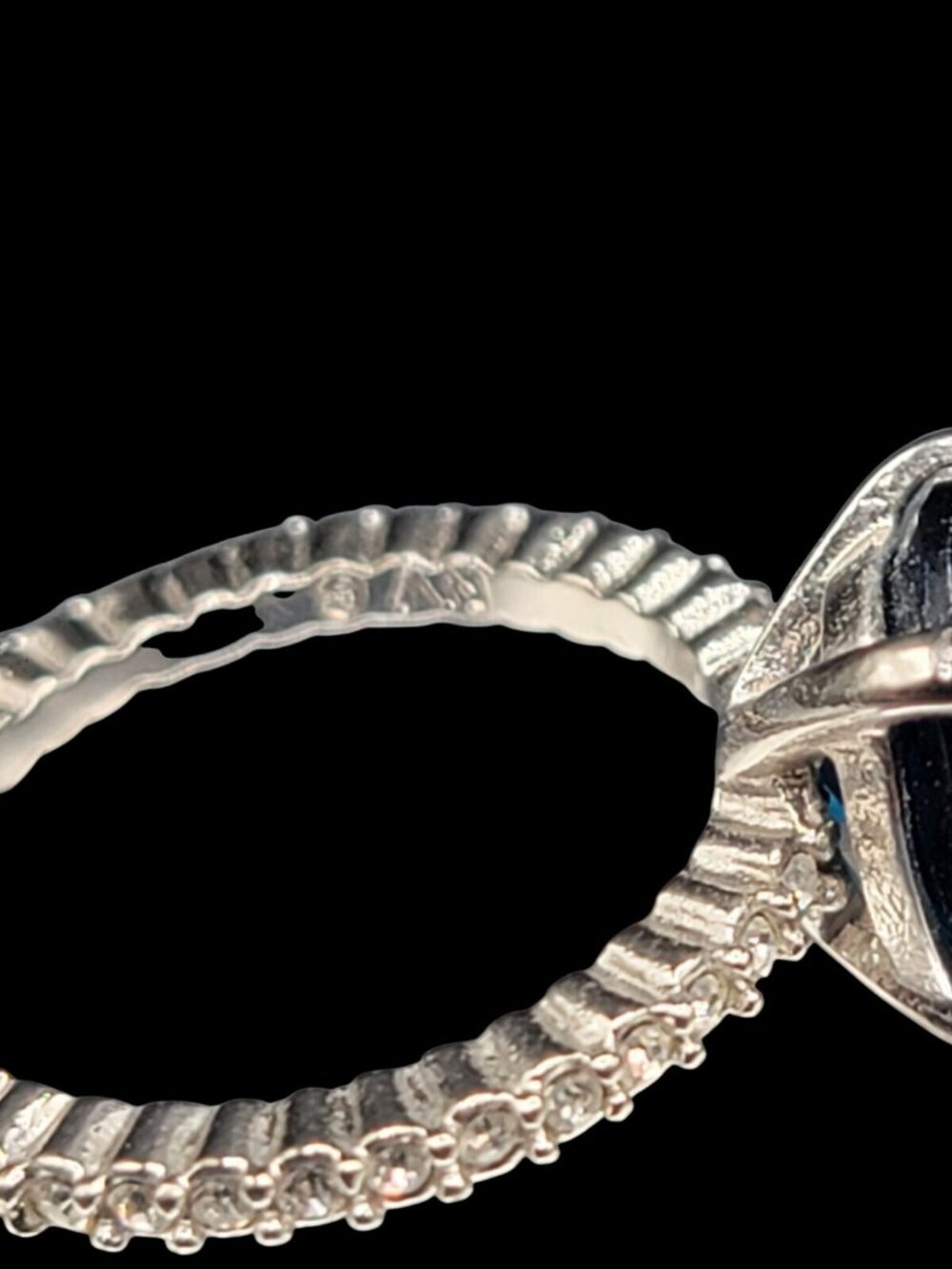 Sterling Silver Sapphire Ring NV Nevada 925 Pave CZ Band Size 6 Cubic Zirconia - Picture 15 of 16